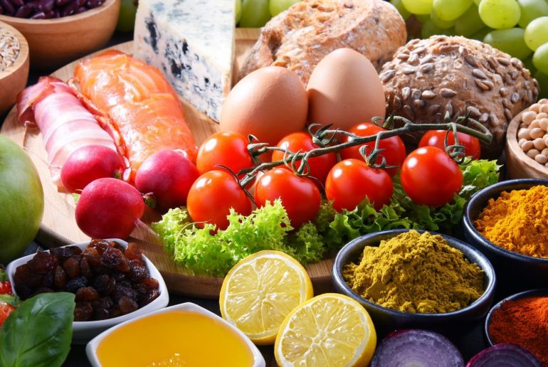 Assorted organic food products on the table